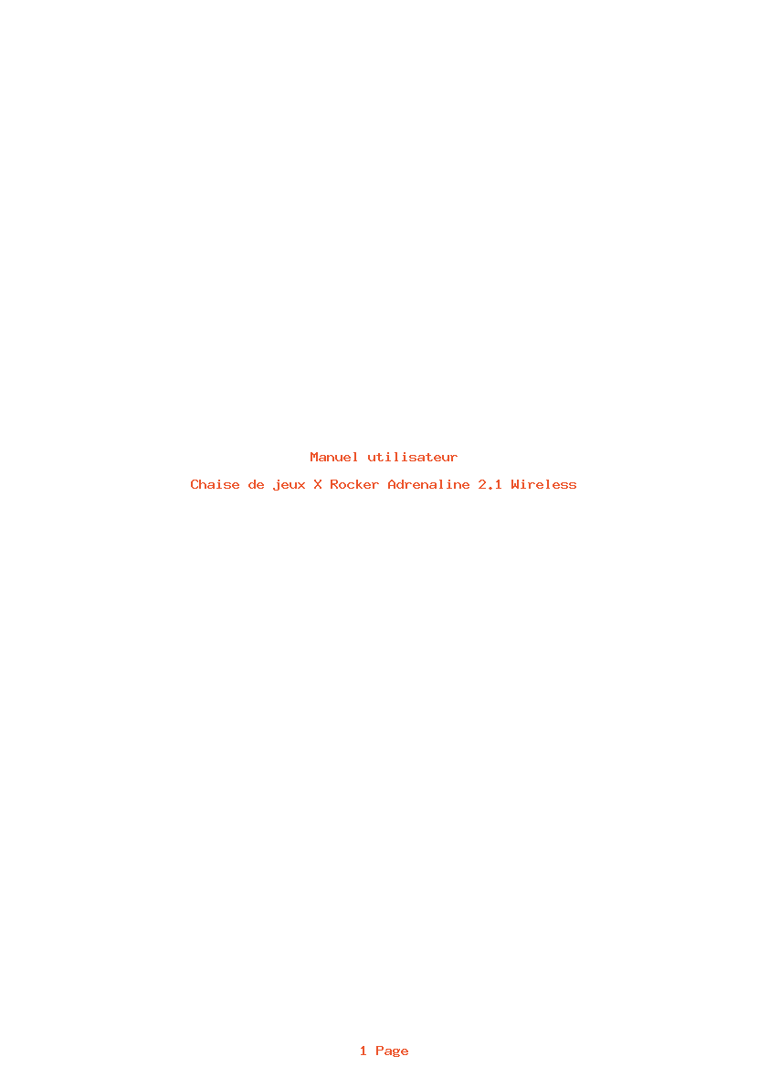 Page 1 de la notice Manuel utilisateur X Rocker Adrenaline 2.1 Wireless