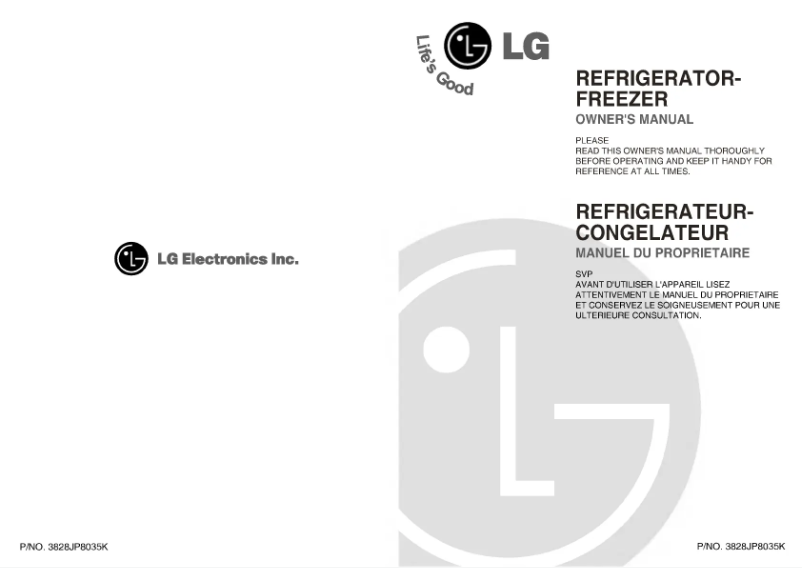Page 1 de la notice Manuel utilisateur LG GN-S392ZC