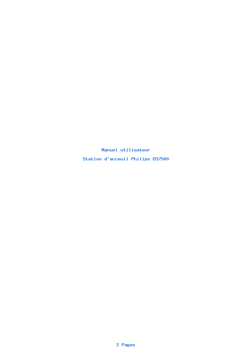 Page 1 de la notice Manuel utilisateur Philips DS7580