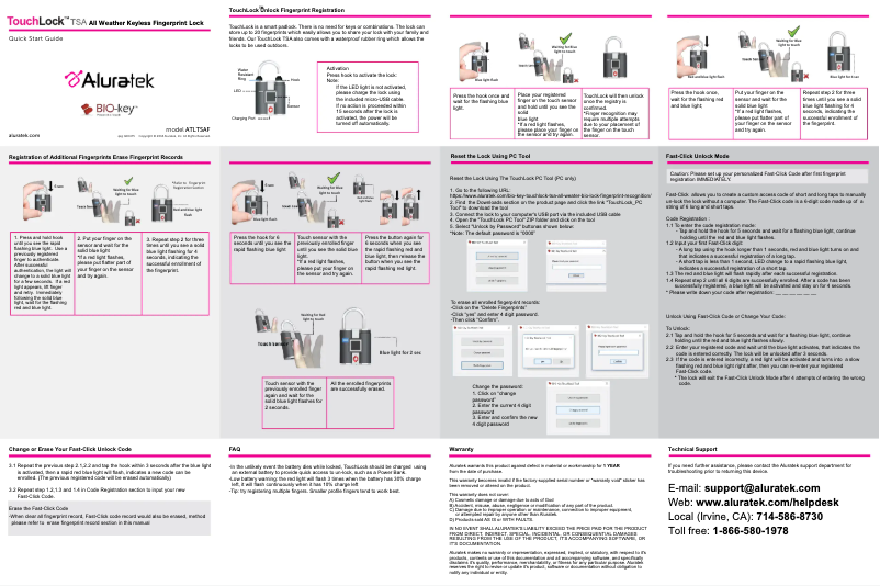 Page 1 de la notice Manuel utilisateur Aluratek ATLTSAF