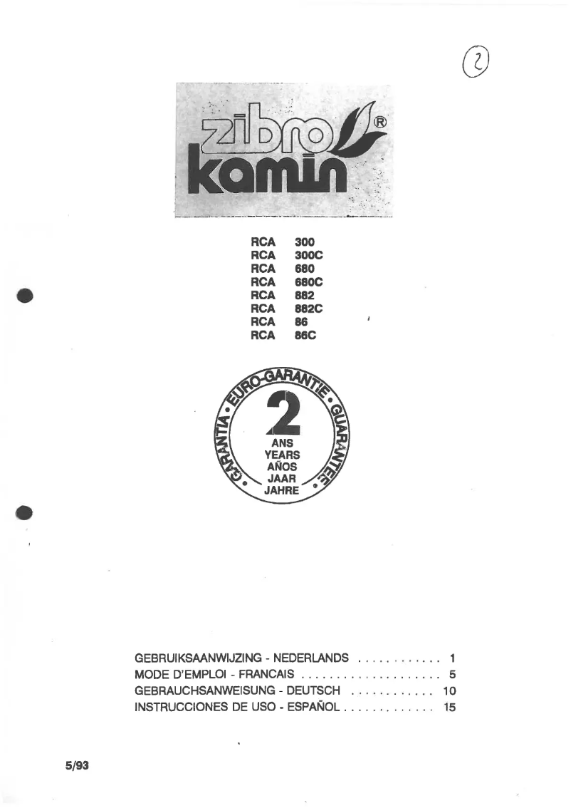 Page 1 de la notice Manuel utilisateur Zibro Kamin RCA 680 C