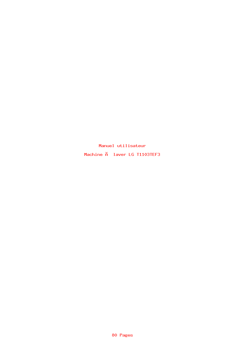 Page 1 de la notice Manuel utilisateur LG T1103TEF3