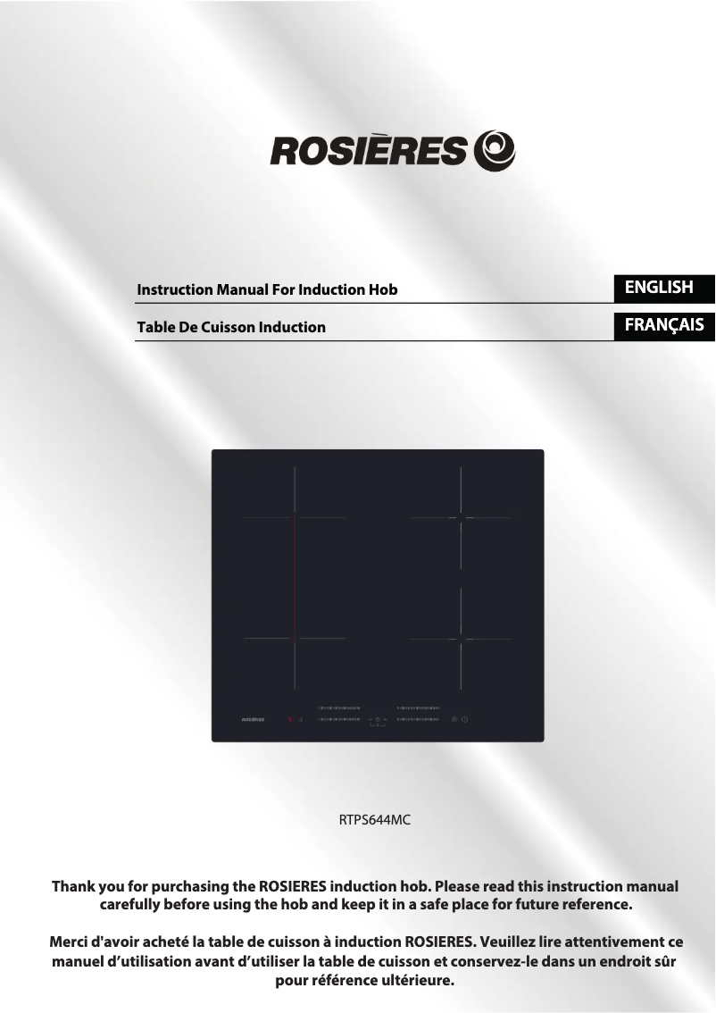 Page 1 de la notice Manuel utilisateur Rosieres RTPS 644 MC