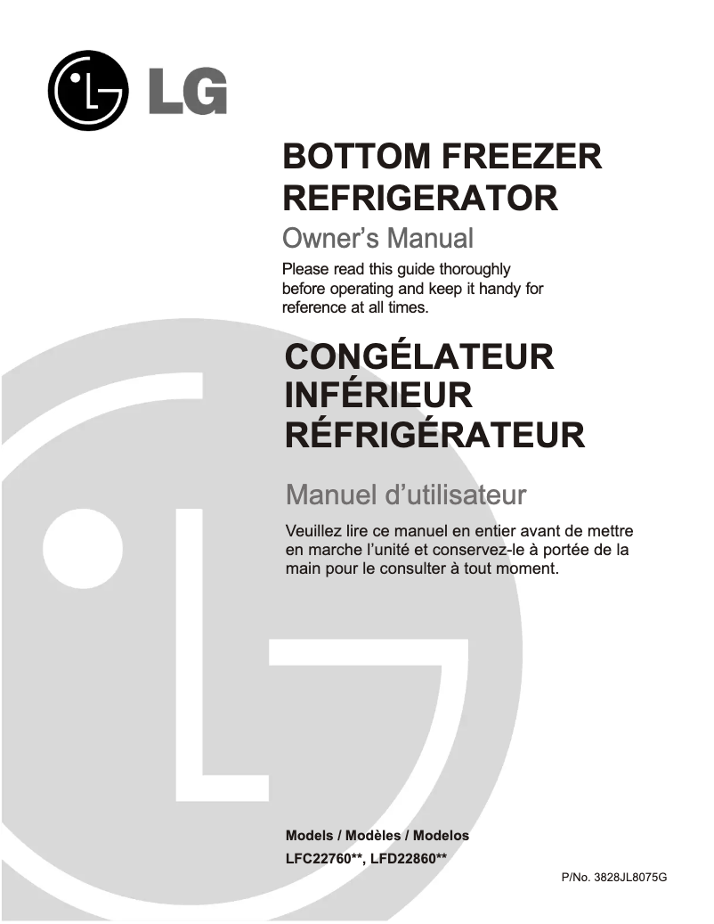 Page 1 de la notice Manuel utilisateur LG LFD22860SW