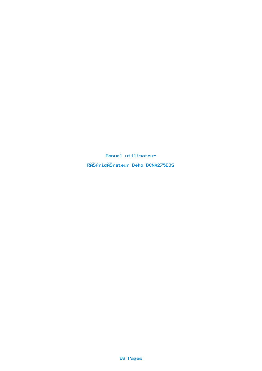Page 1 de la notice Manuel utilisateur Beko BCNA275E3S