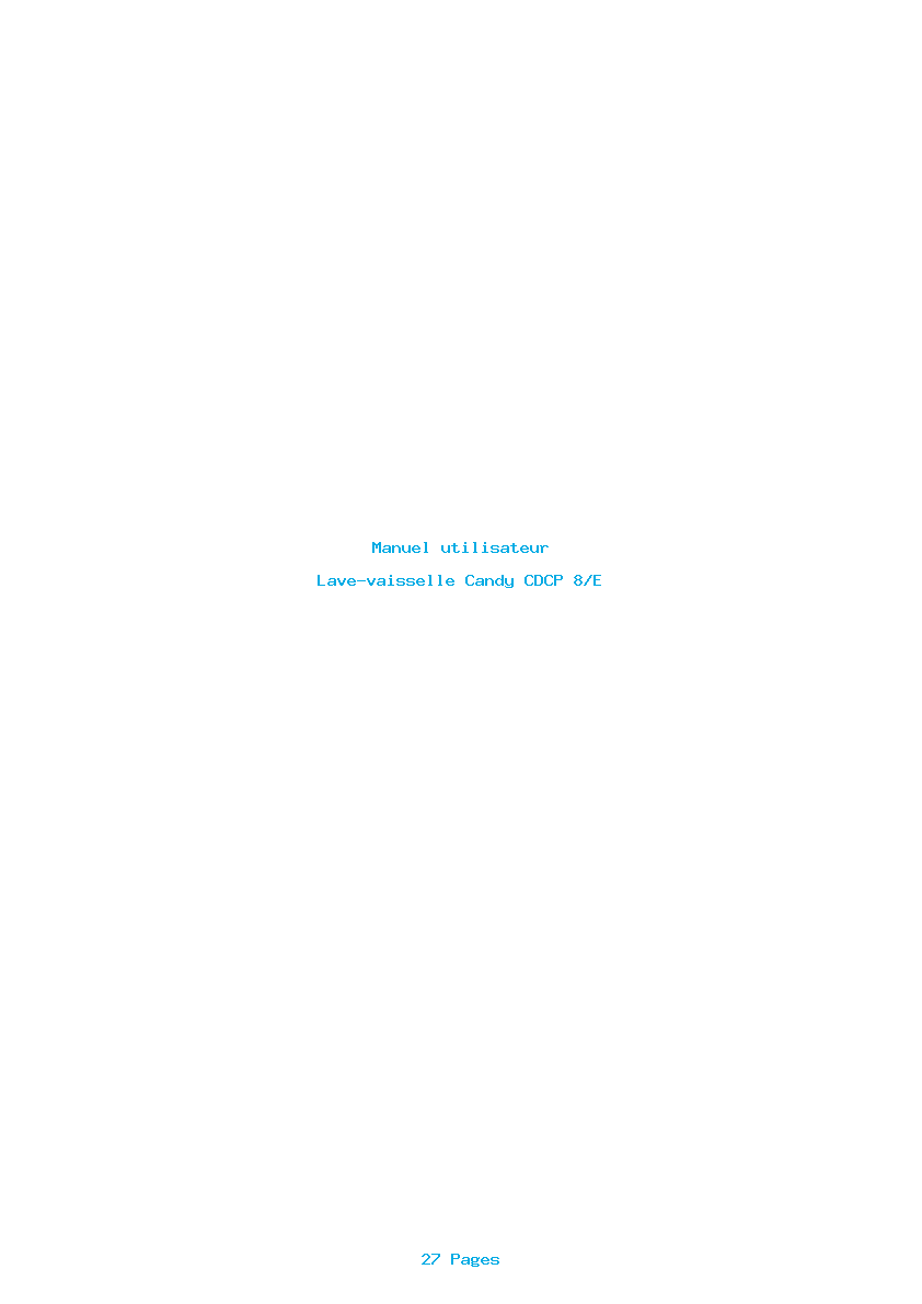 Page 1 de la notice Manuel utilisateur Candy CDCP 8/E