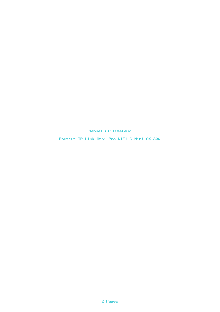Page 1 de la notice Manuel utilisateur TP-Link Orbi Pro WiFi 6 Mini AX1800