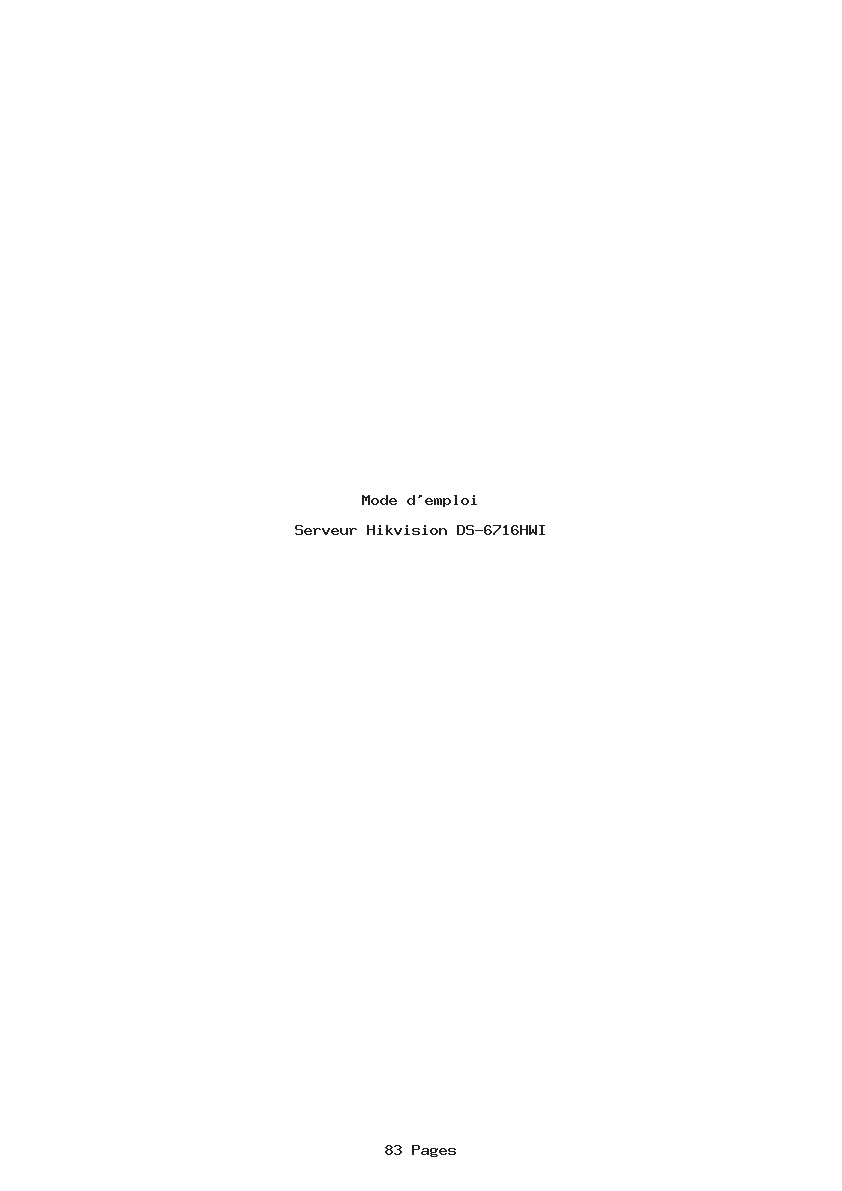 Page 1 de la notice Mode d'emploi Hikvision DS-6716HWI