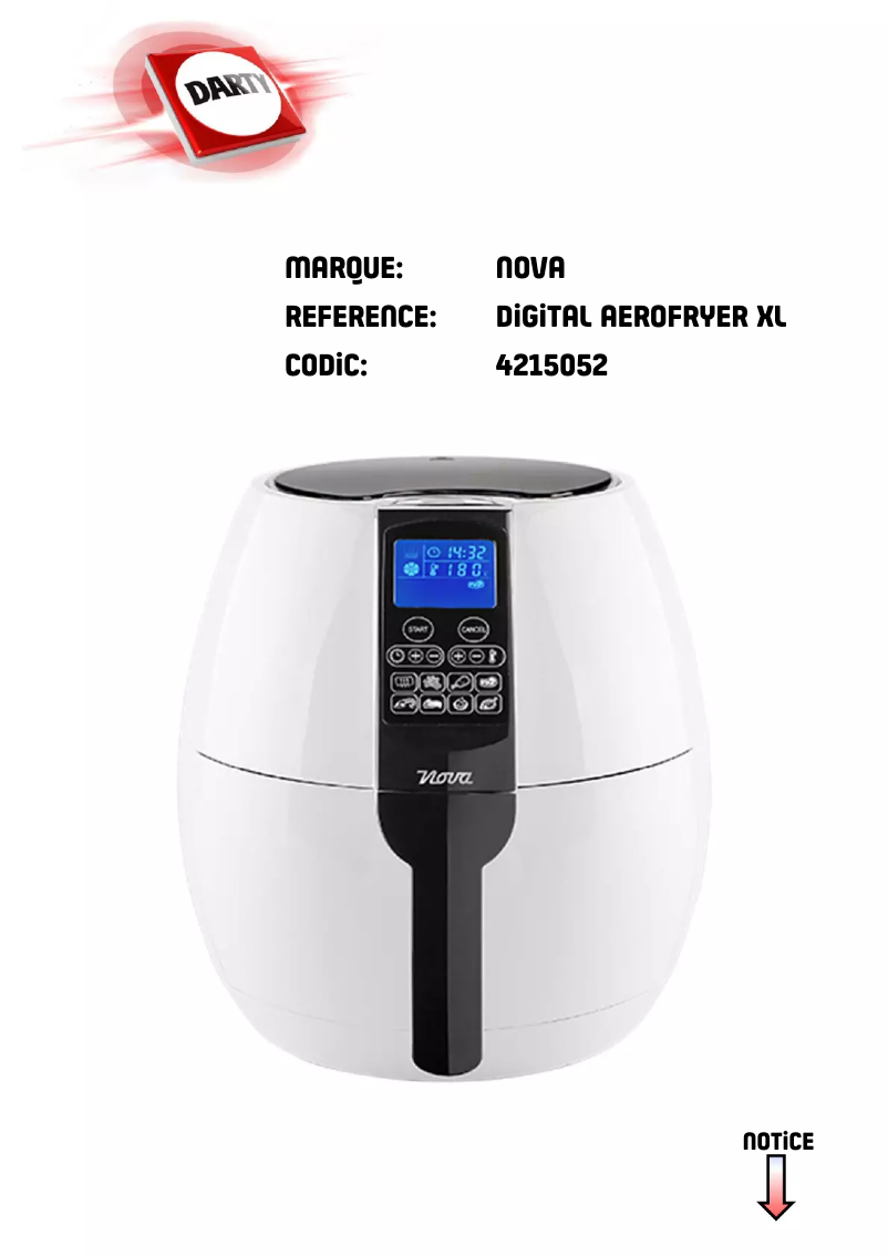 Page 1 de la notice Manuel utilisateur Nova Aerofryer