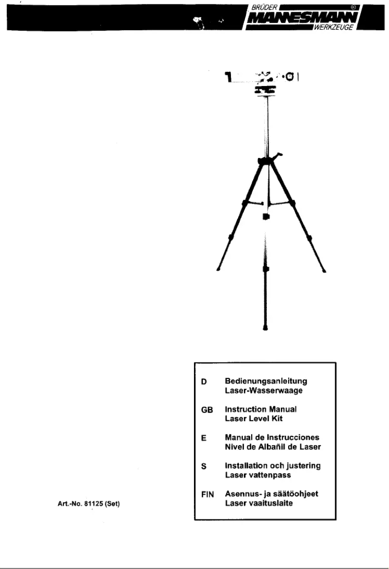 Page 1 of the manual User Manual Brüder Mannesmann M81125