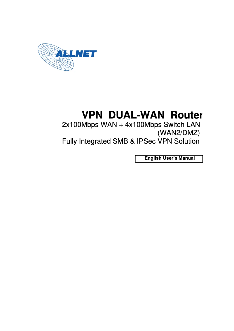 Page 1 de la notice Manuel utilisateur Allnet ALL-VPN20