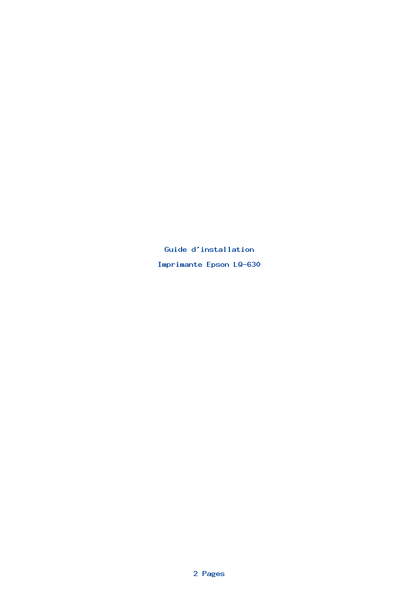 Page 1 de la notice Guide d'installation Epson LQ-630