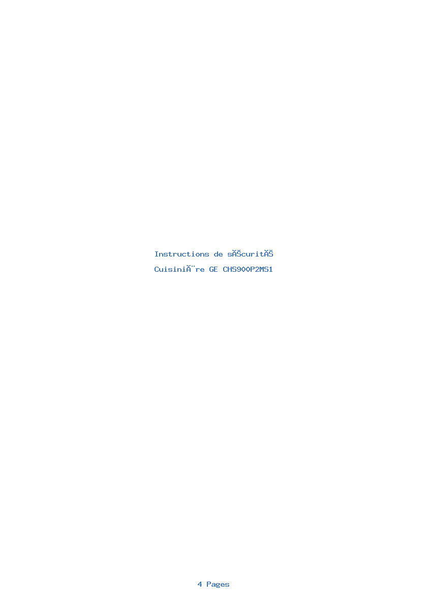 Image de la première page du manuel de l'appareil CHS900P2MS1