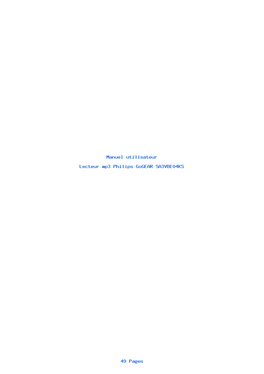 Page 1 de la notice Manuel utilisateur Philips GoGEAR SA3VBE04KS