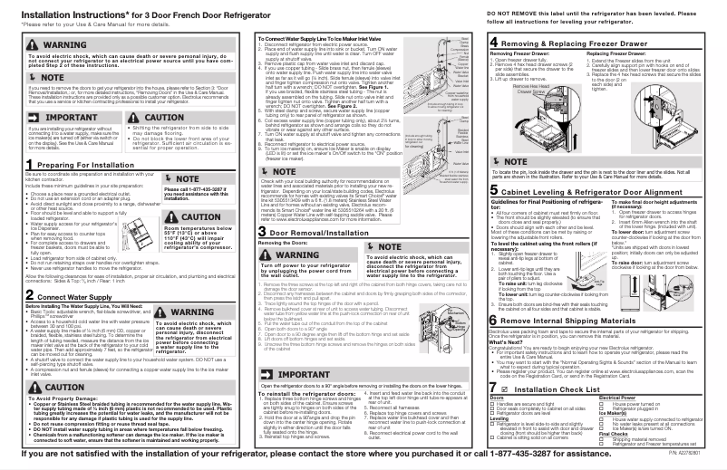 Page 1 de la notice Guide d'installation Frigidaire FRFC2323AS
