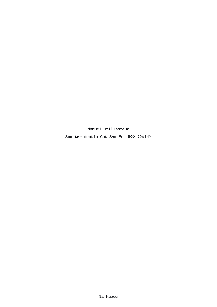 Page 1 de la notice Manuel utilisateur Arctic Cat Sno Pro 500 (2014)