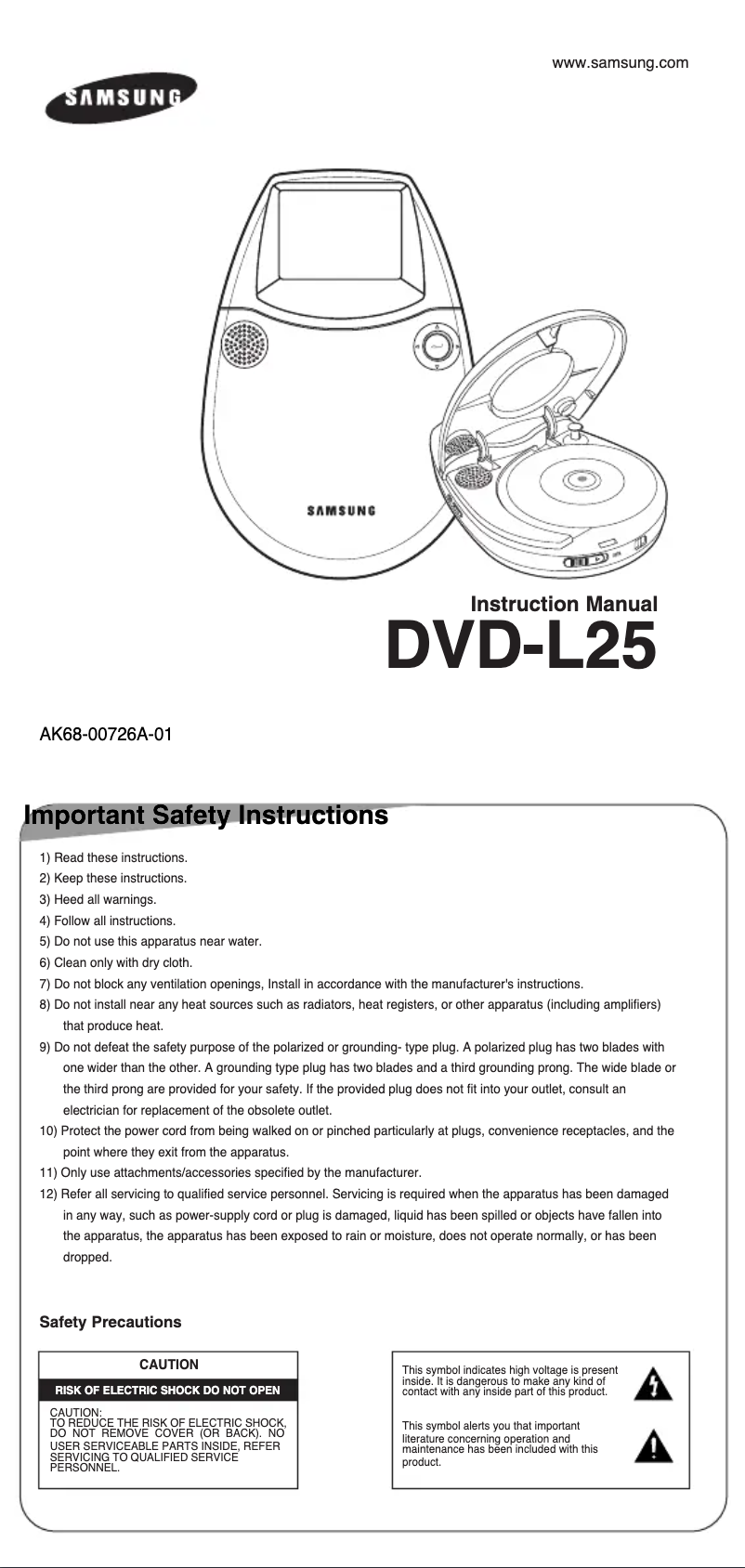 Página 1 del manual Manual de usuario Samsung DVD-L25