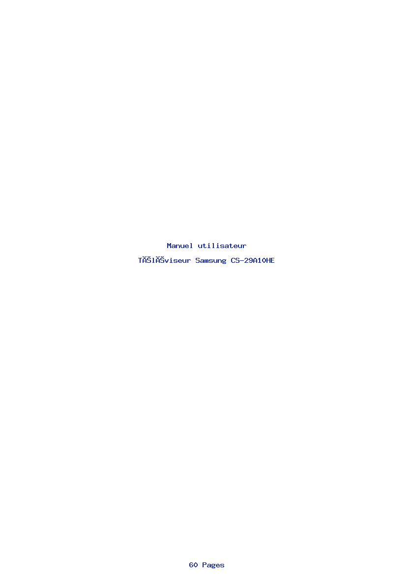 Page 1 de la notice Manuel utilisateur Samsung CS-29A10HE