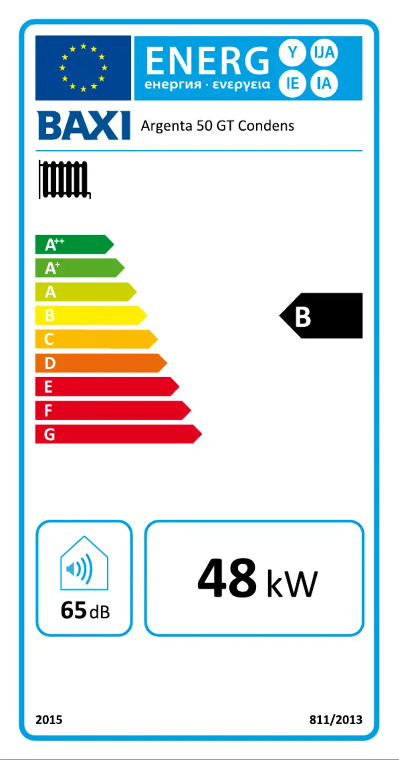 Página 1 del manual Etiqueta energética Baxi Argenta GT Condens