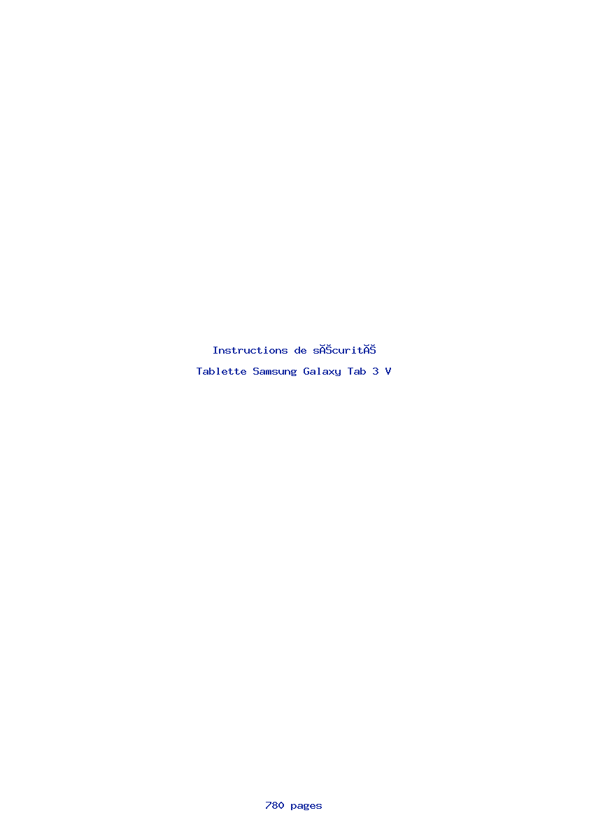 Page 1 de la notice Instructions de sécurité Samsung Galaxy Tab 3 V