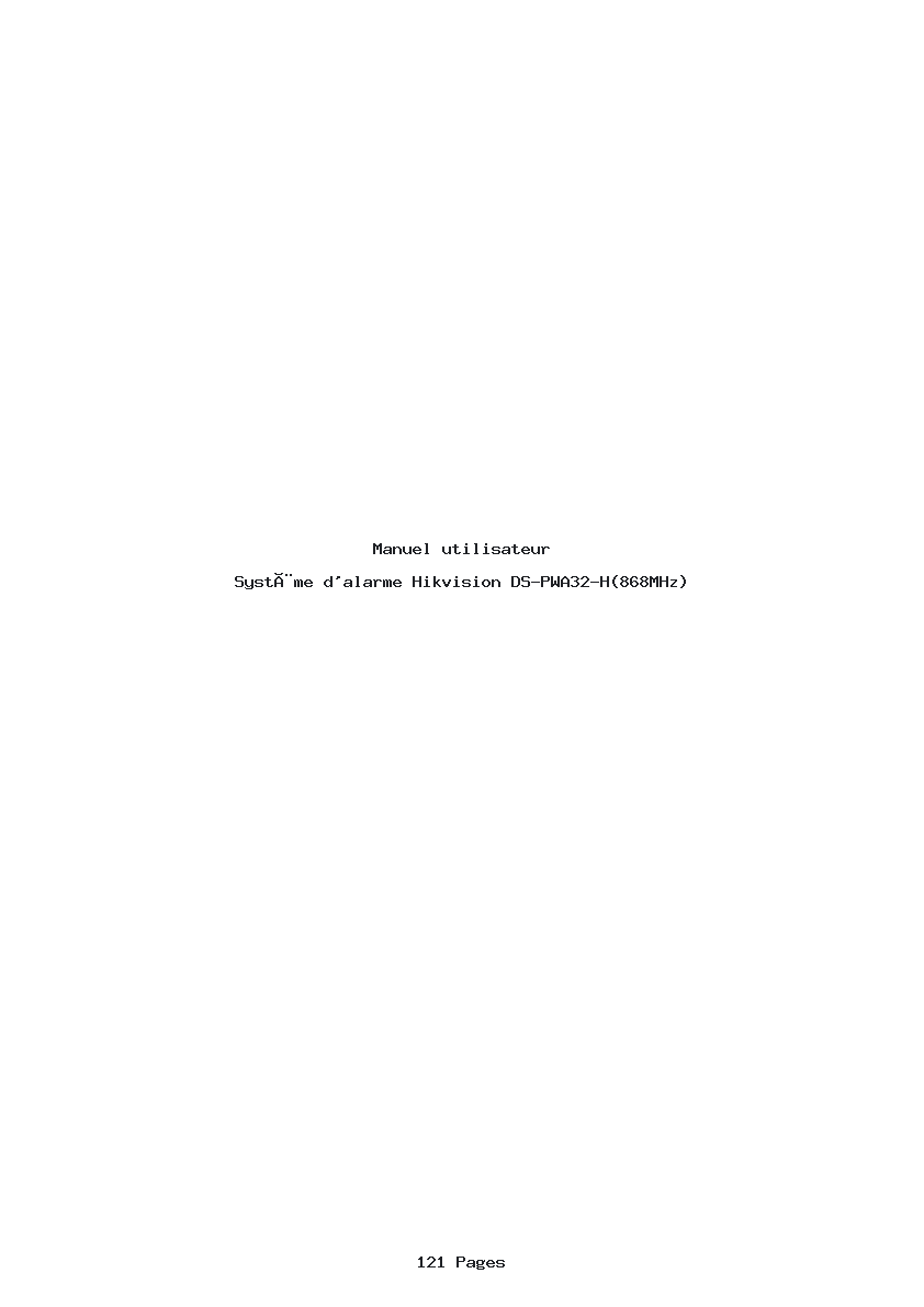 Page 1 de la notice Manuel utilisateur Hikvision DS-PWA32-H(868MHz)