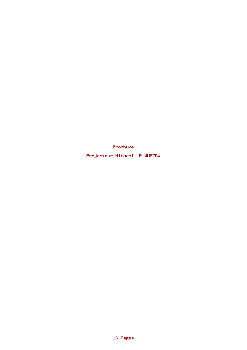 Page 1 de la notice Brochure Hitachi LP-WU9750