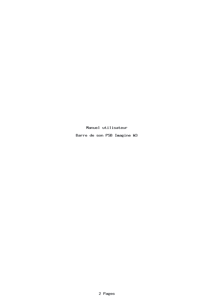 Page 1 de la notice Manuel utilisateur PSB Imagine W3