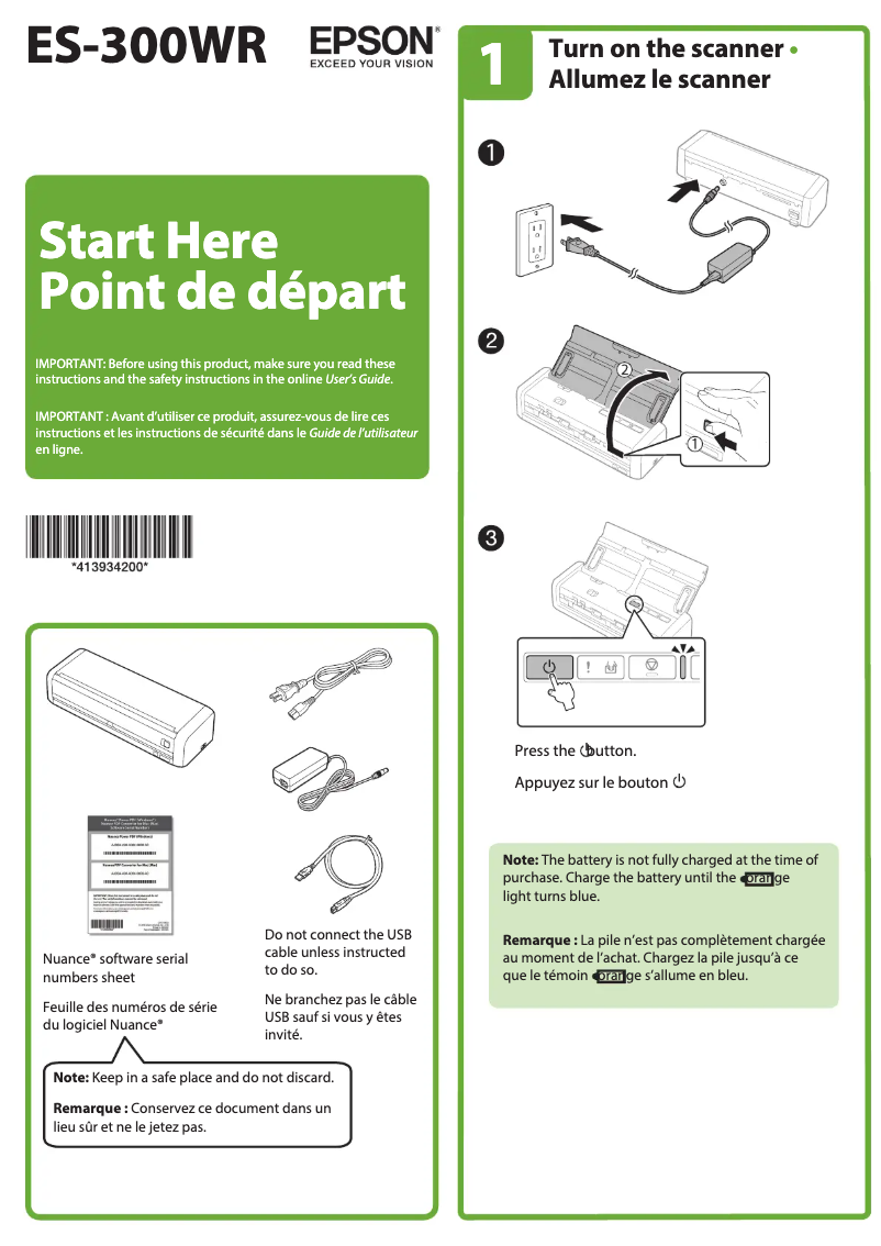Página 1 del manual Guía de instalación Epson WorkForce ES-300WR