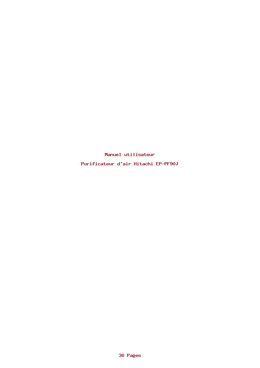 Page 1 de la notice Manuel utilisateur Hitachi EP-PF90J