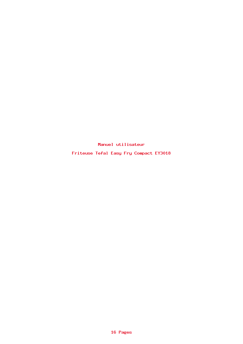 Page 1 de la notice Manuel utilisateur Tefal Easy Fry Compact EY3018
