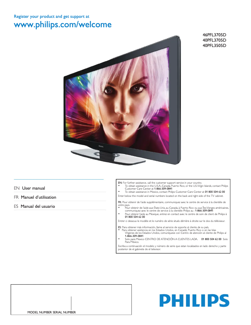 Page n°1 - Manuel utilisateur Philips 40PFL3705D
