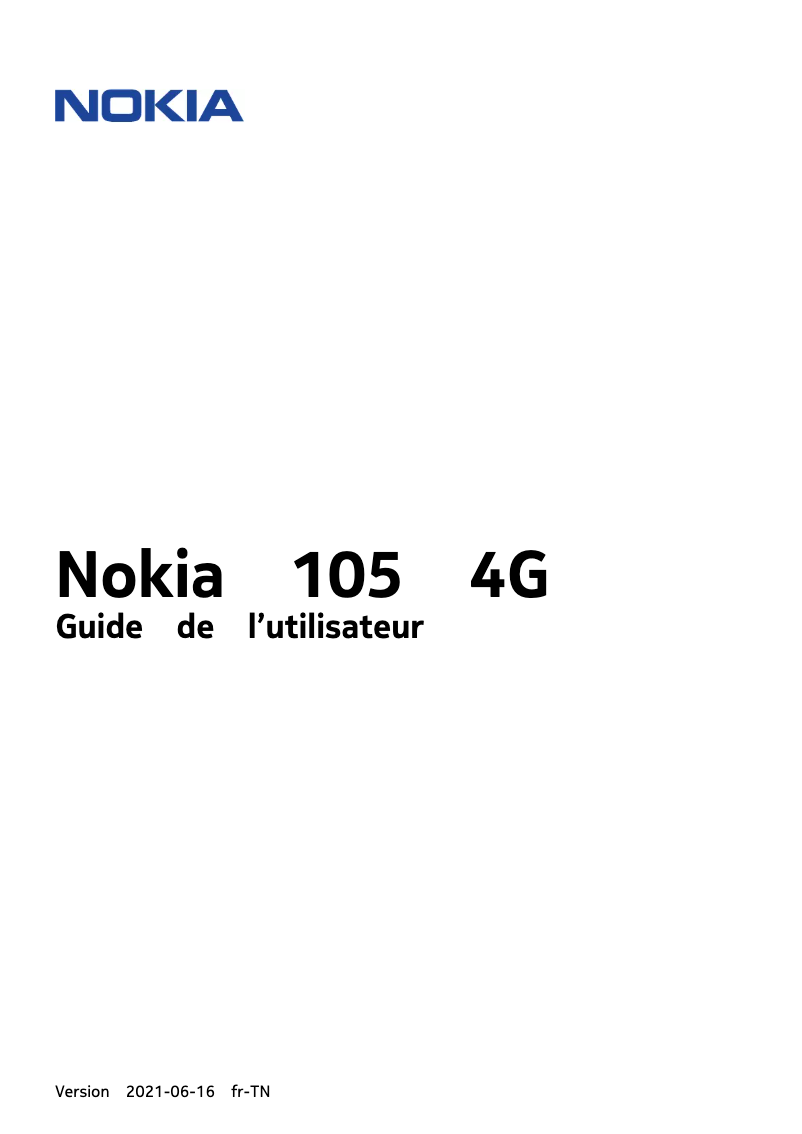 Page 1 de la notice Manuel utilisateur Nokia 105 4G