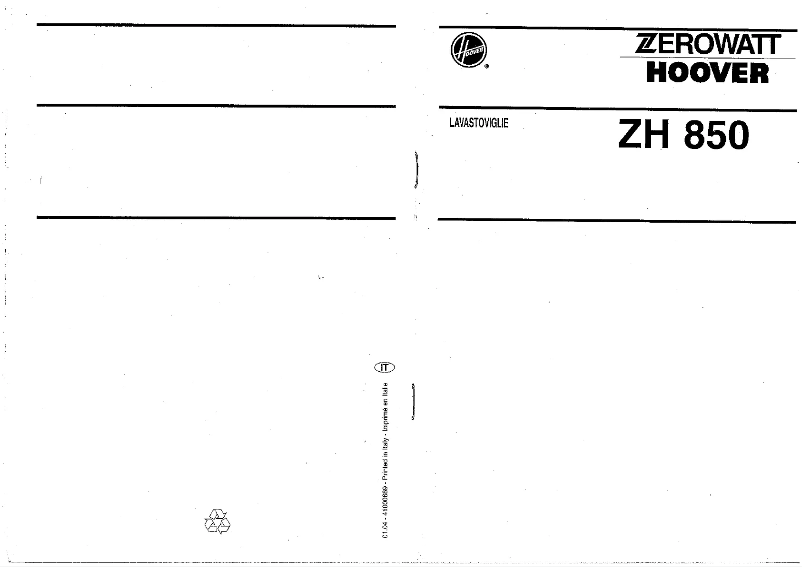 Page 1 de la notice Manuel utilisateur Zerowatt-Hoover ZH 850 IT