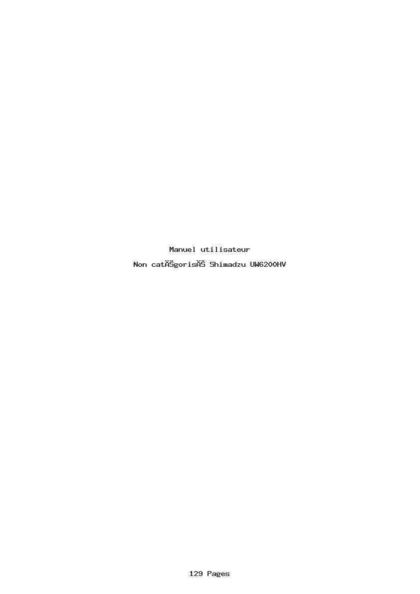 Page 1 de la notice Manuel utilisateur Shimadzu UW6200HV