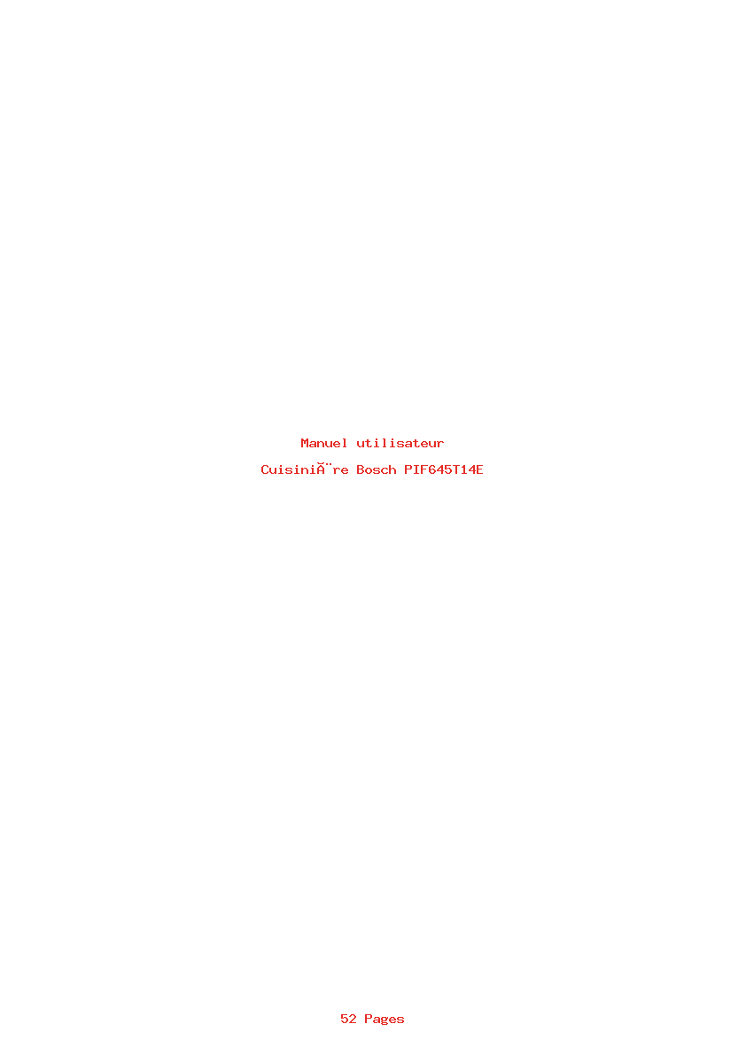 Page 1 de la notice Manuel utilisateur Bosch PIF645T14E