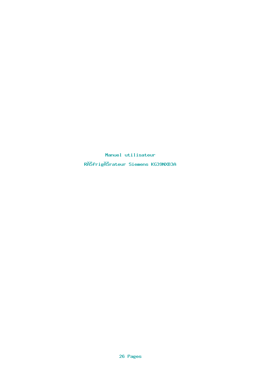 Page 1 de la notice Manuel utilisateur Siemens KG39NXB3A