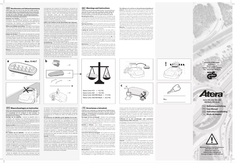 Page 1 de la notice Manuel utilisateur Atera Certo 580 Black