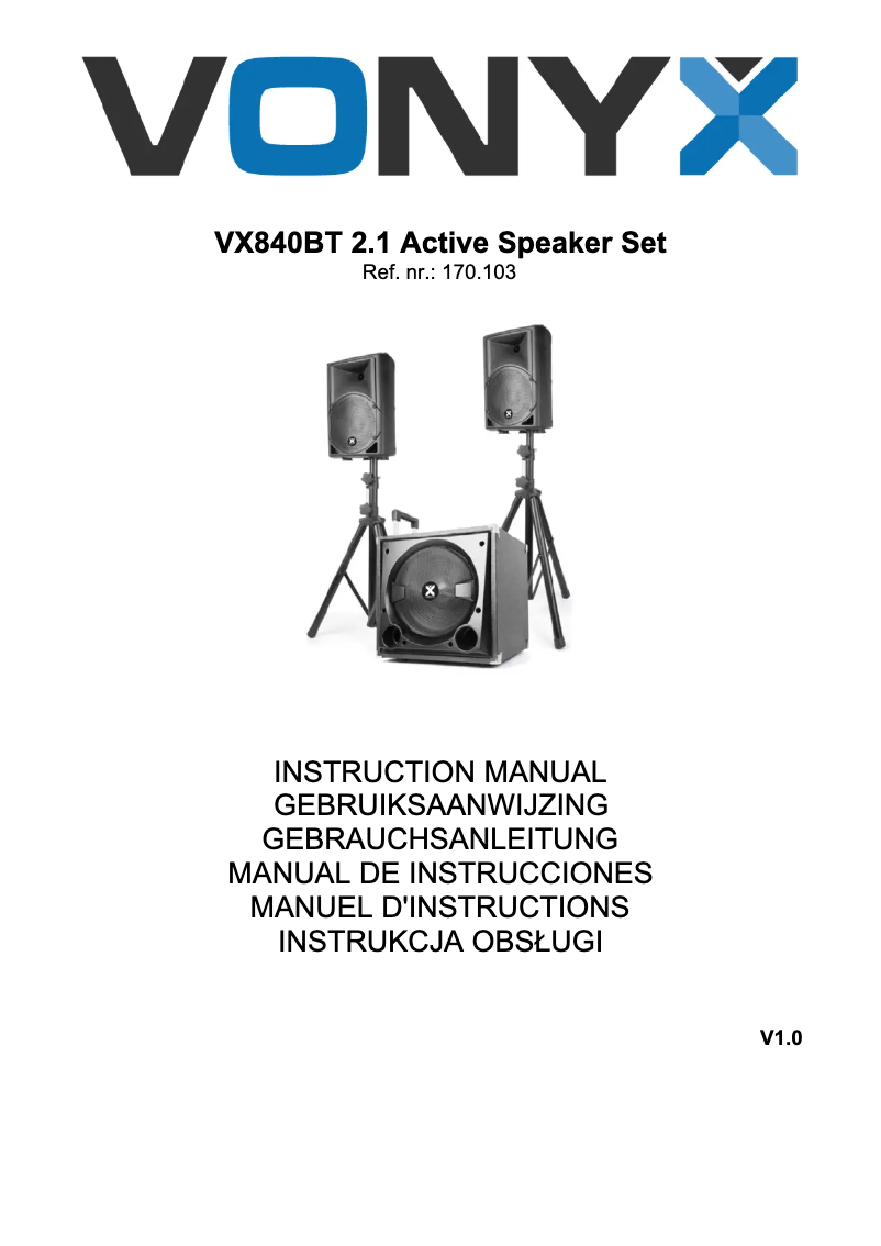 Page 1 de la notice Manuel utilisateur Vonyx VX840BT