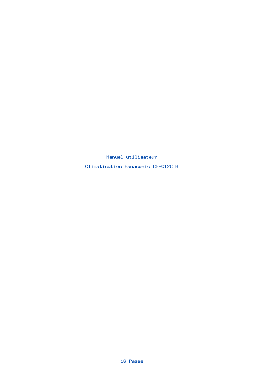 Page 1 de la notice Manuel utilisateur Panasonic CS-C12CTH