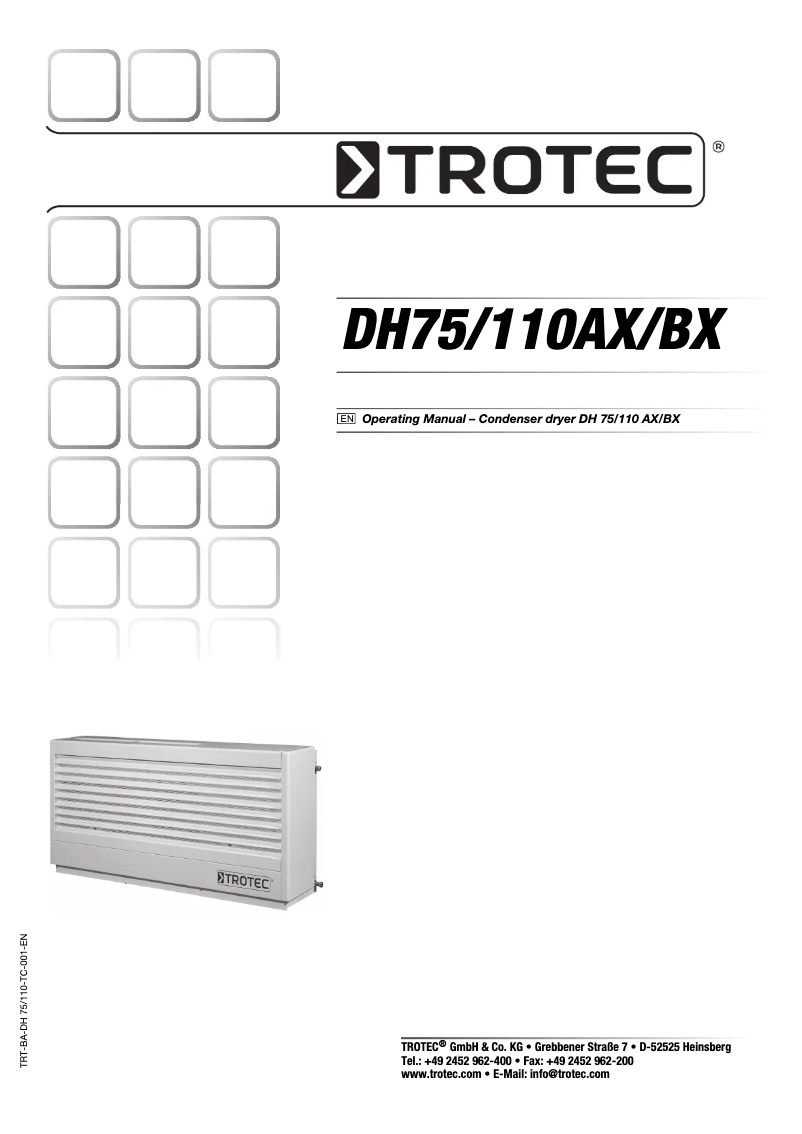 Page 1 de la notice Manuel utilisateur Trotec DH 110 BX