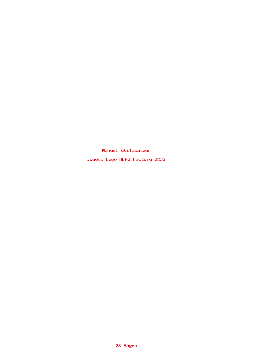 Page 1 de la notice Manuel utilisateur Lego HERO Factory 2233