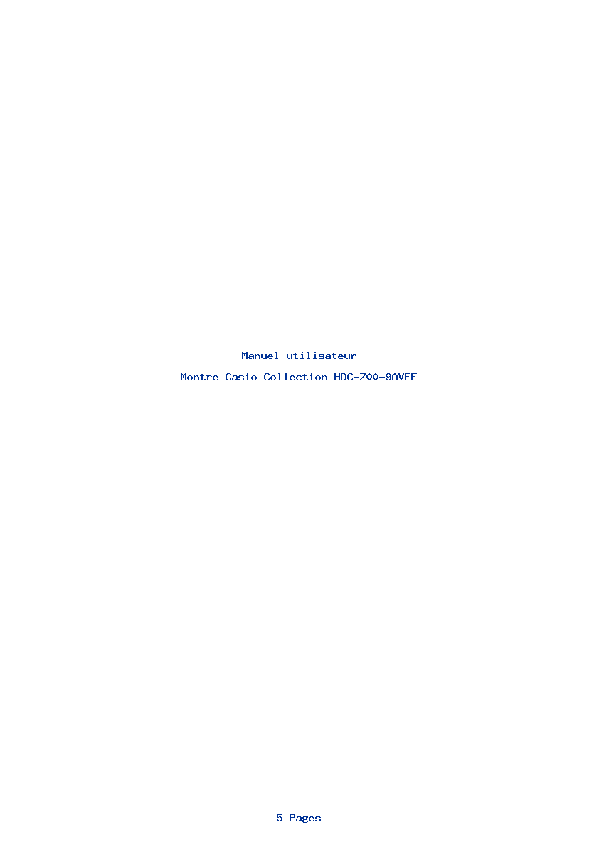 Page 1 de la notice Manuel utilisateur Casio Collection HDC-700-9AVEF