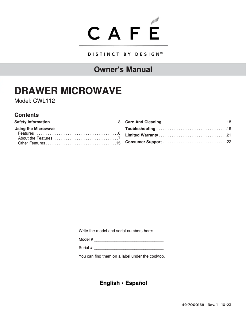 Page 1 de la notice Manuel utilisateur Café CWL112