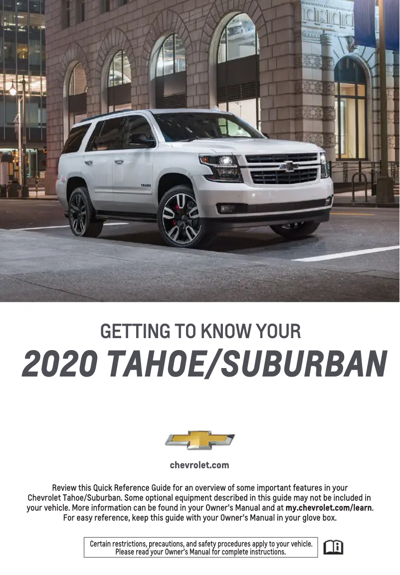 Page 1 de la notice Guide de démarrage rapide Chevrolet Suburban (2020)
