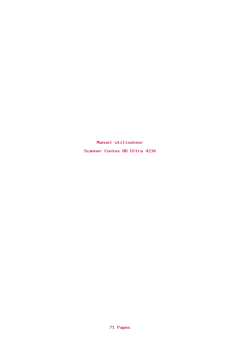 Page 1 de la notice Manuel utilisateur Contex HD Ultra 4230