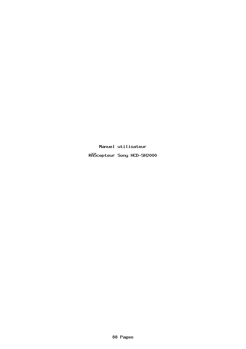 Page 1 de la notice Manuel utilisateur Sony HCD-SH2000