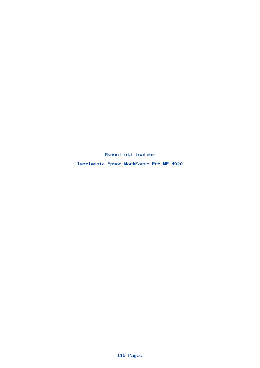 Page 1 de la notice Manuel utilisateur Epson WorkForce Pro WP-4020