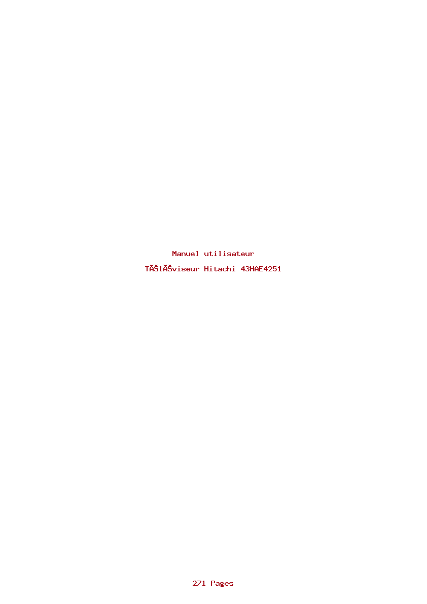 Page 1 de la notice Manuel utilisateur Hitachi 43HAE4251