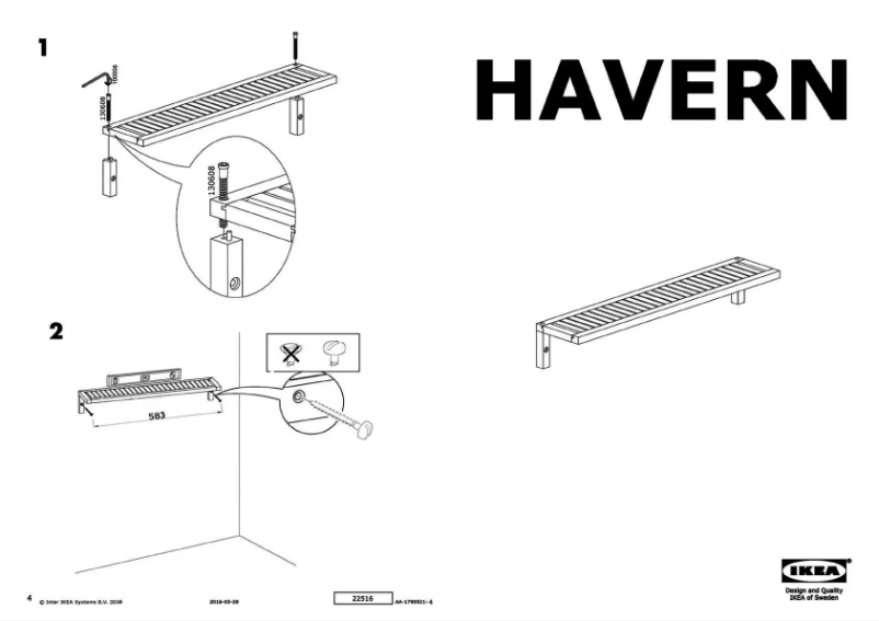 Page 1 de la notice Mode d'emploi Ikea HAVERN
