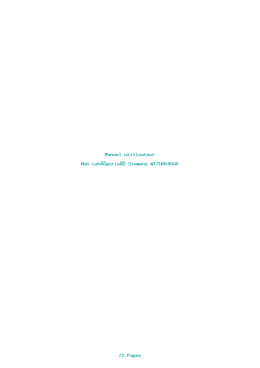 Page 1 de la notice Manuel utilisateur Siemens WT7UH640GB